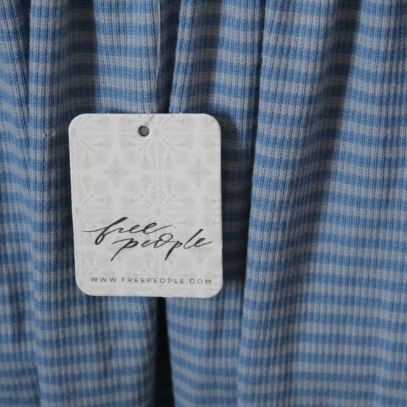 NWT Free People Nina Halter Maxi Dress Button Striped Blue Size Large H12299 - Picture 9 of 12